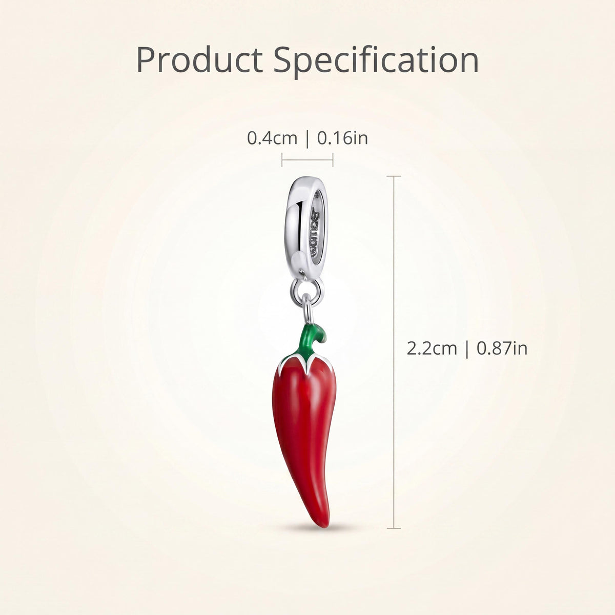 Red Chilli Pepper Charm size and details