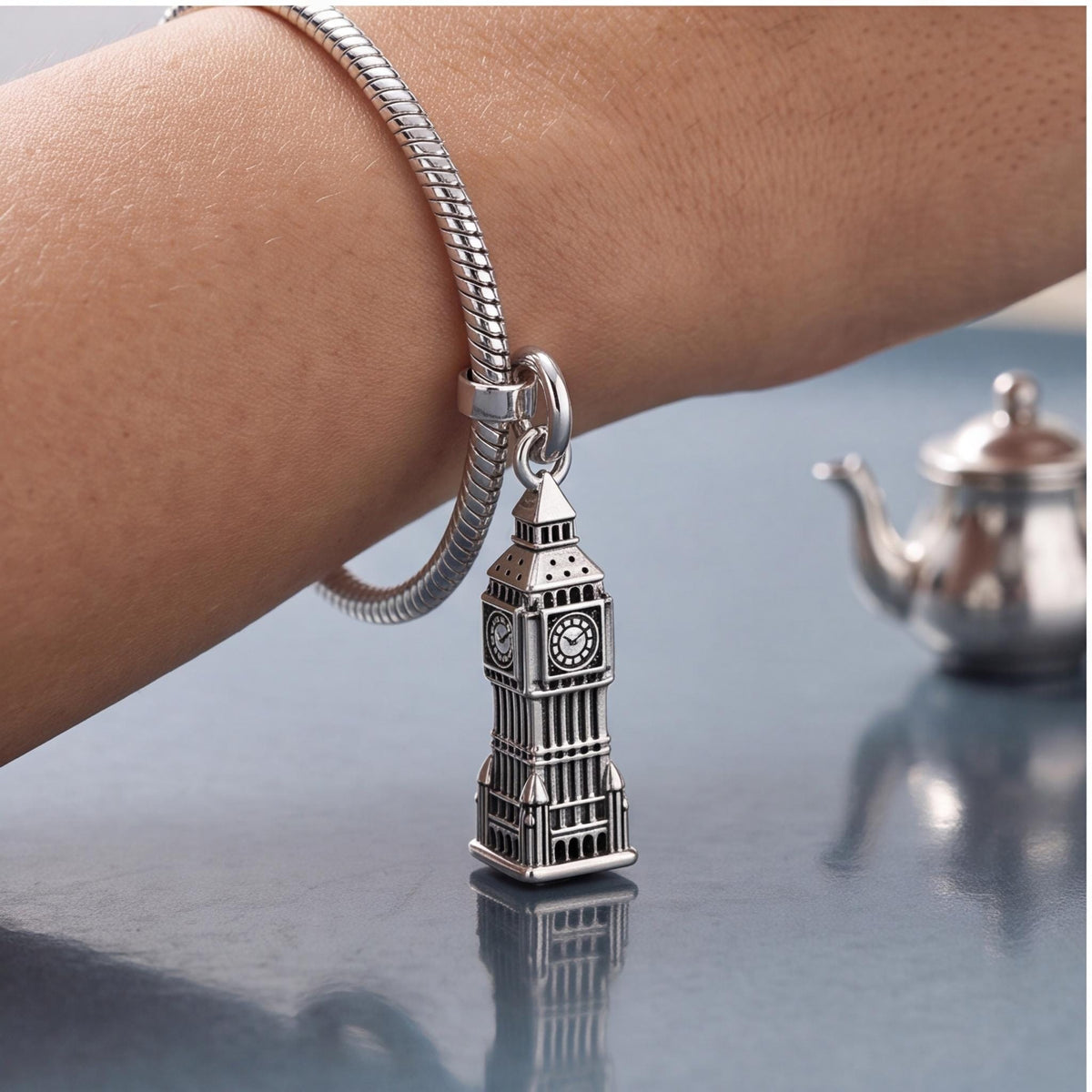 Big Ben Tower Dangle, sterling silver dangle charm, photo 8