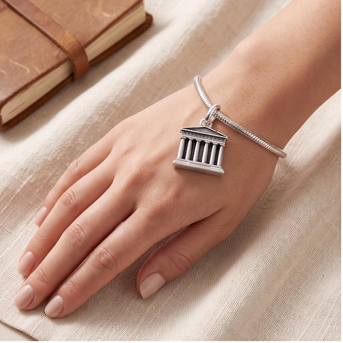 Parthenon Temple Dangle worn on a charm bracelet