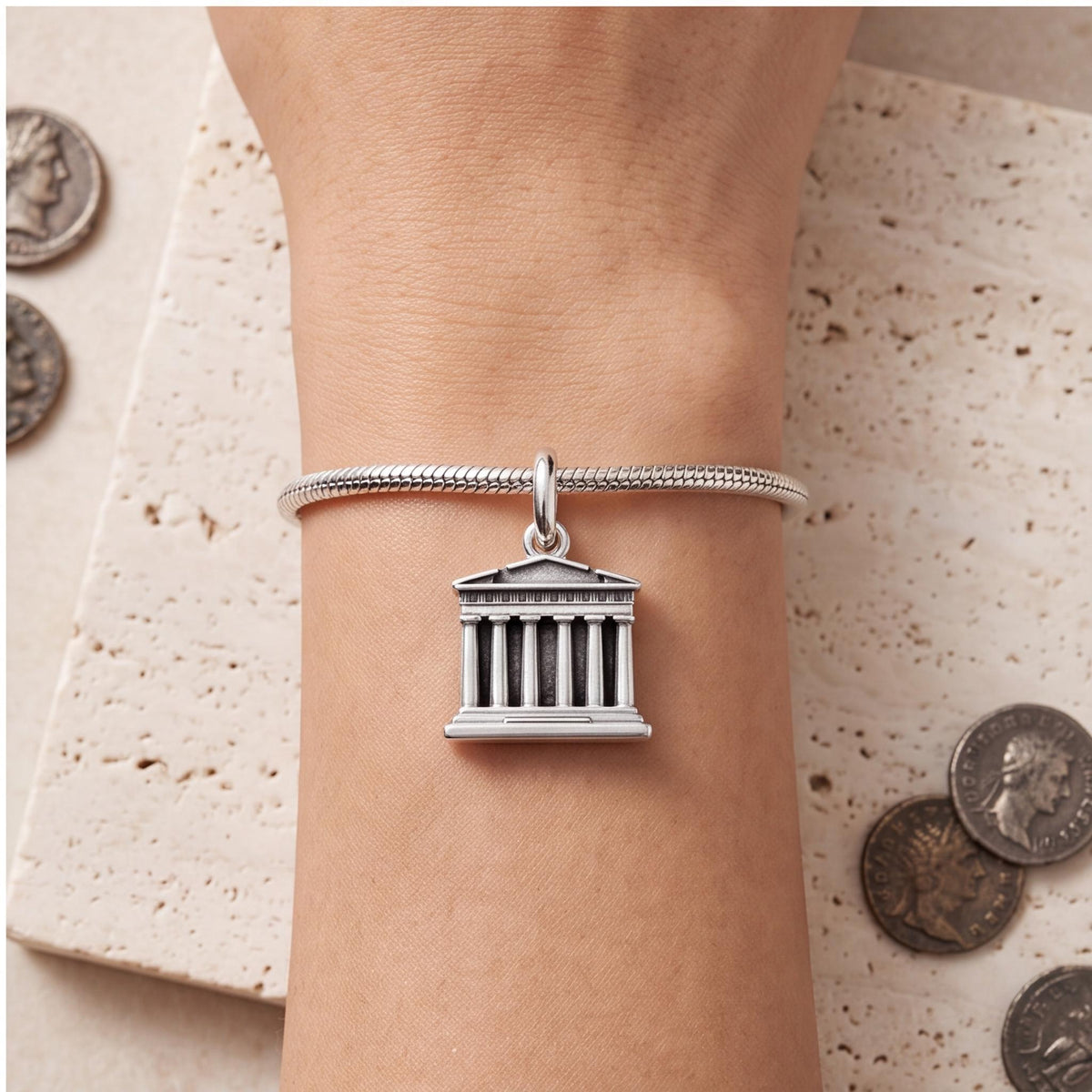Parthenon Temple Dangle, sterling silver dangle charm, photo 7