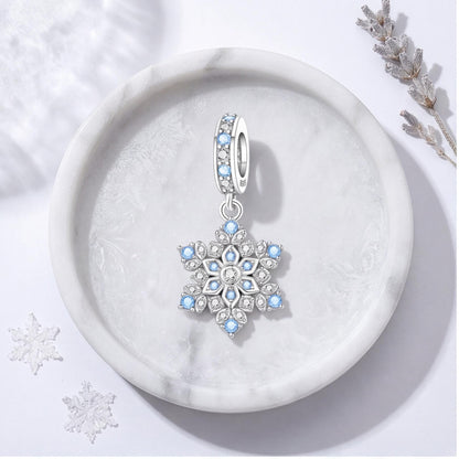Blue Snowflake Dangle Charm, sterling silver dangle charm, photo 8