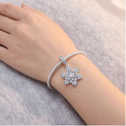 Blue Snowflake Dangle Charm, sterling silver dangle charm, photo 7