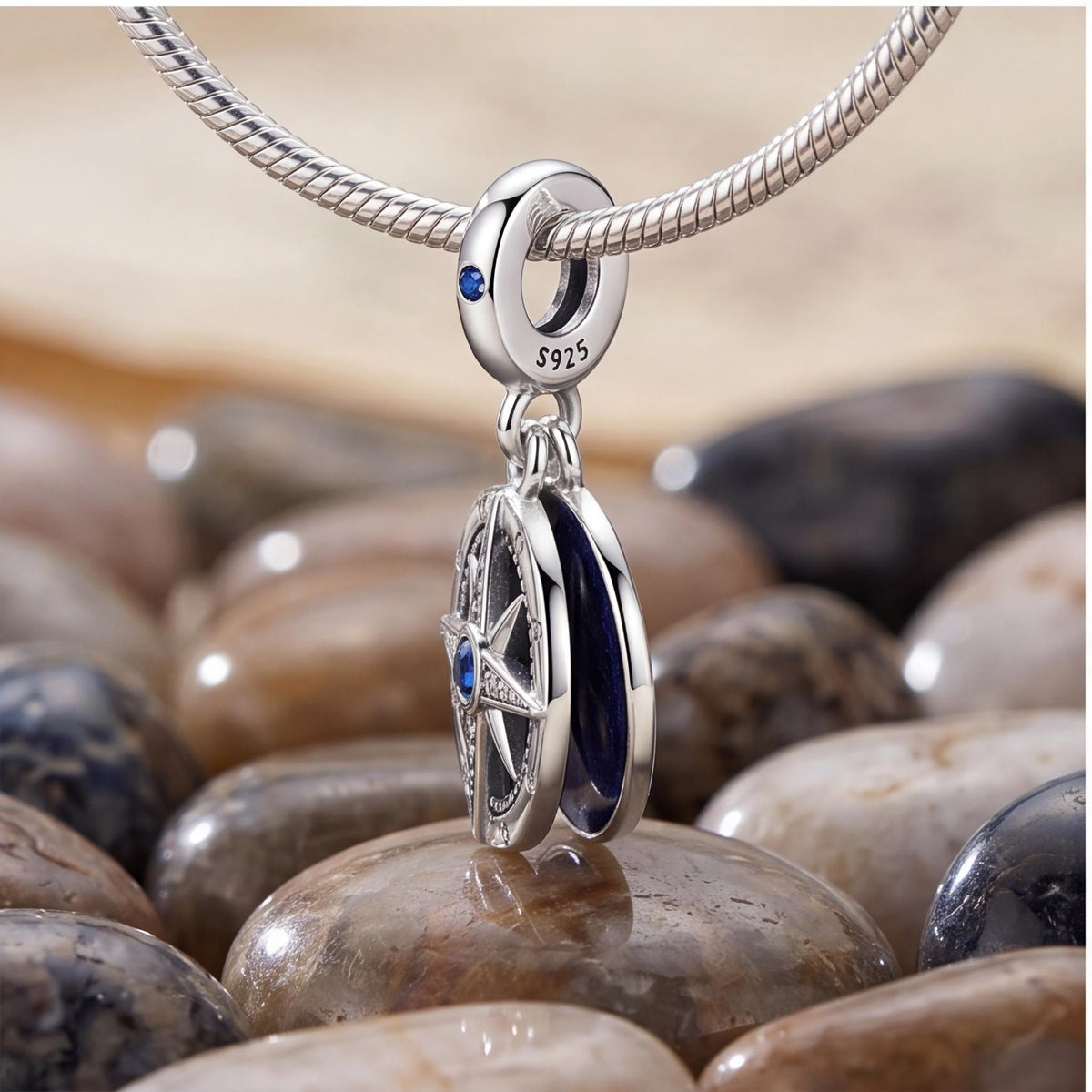 Compass Heart Dangle Charm, sterling silver dangle charm, photo 9