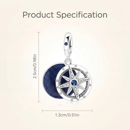 Compass Heart Dangle Charm size and details
