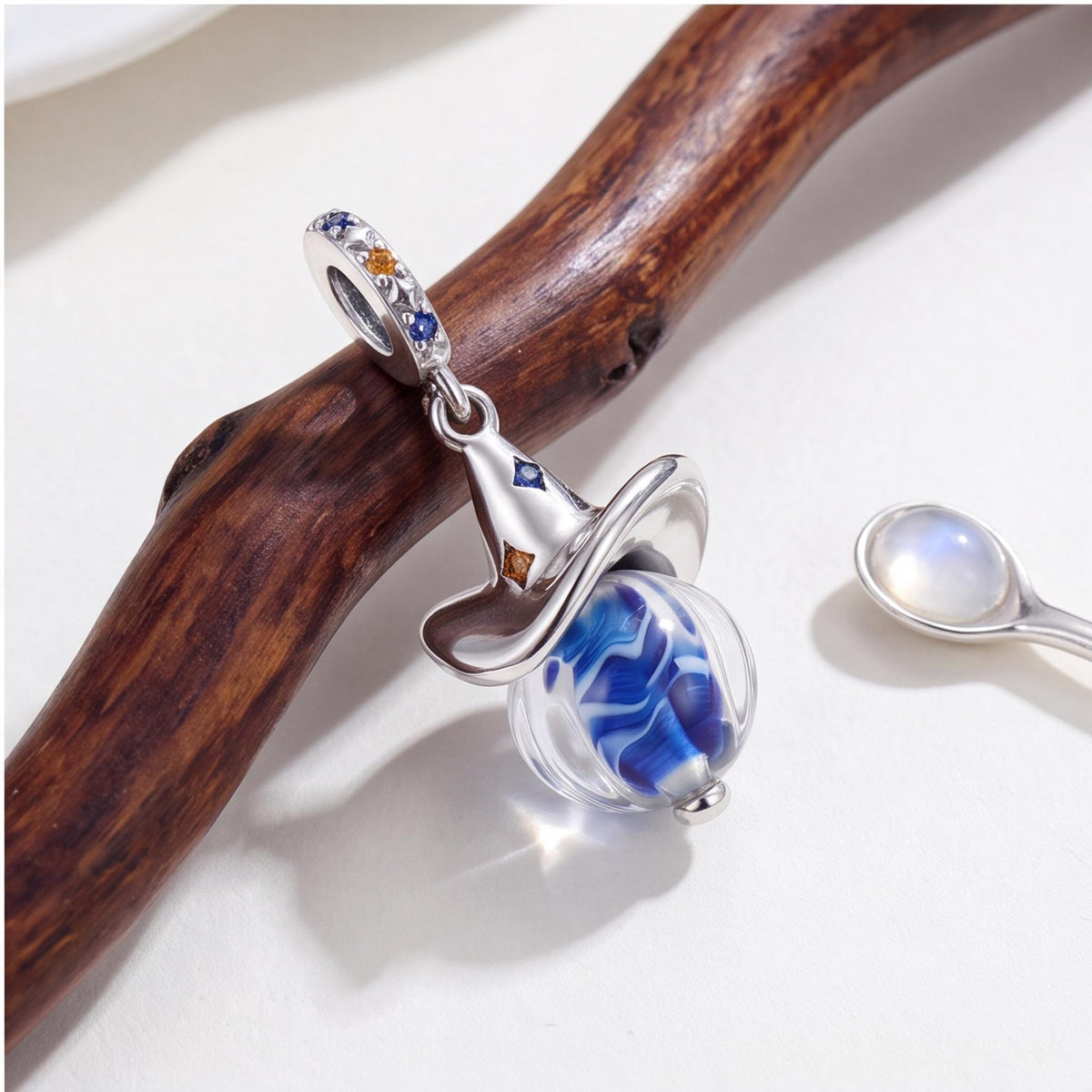 Wizard Hat Orb Charm worn on a charm bracelet