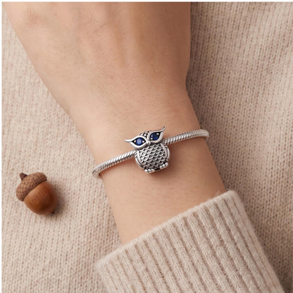 Wise Owl Charm worn on a charm bracelet