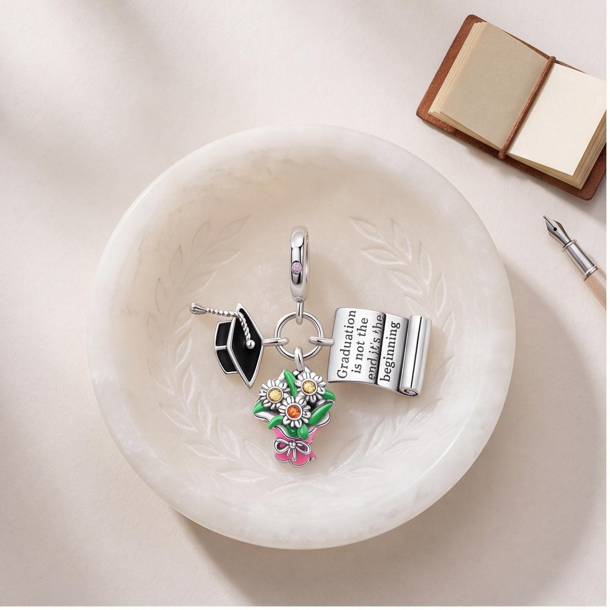 Graduation Dangle Charm styled as a gift