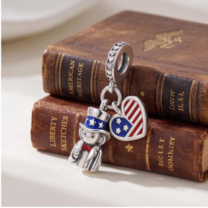 American Flag Dangle, sterling silver dangle charm, photo 9