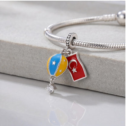 Turkey Hot Air Balloon Dangle close-up on a bracelet