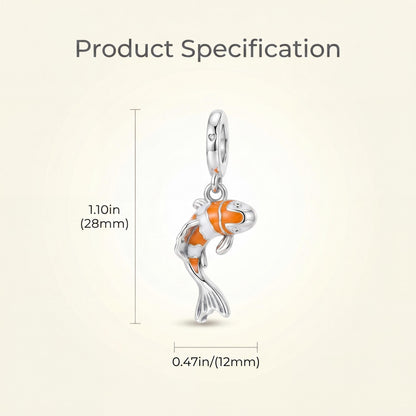 Koi Fish Dangle Charm size and details