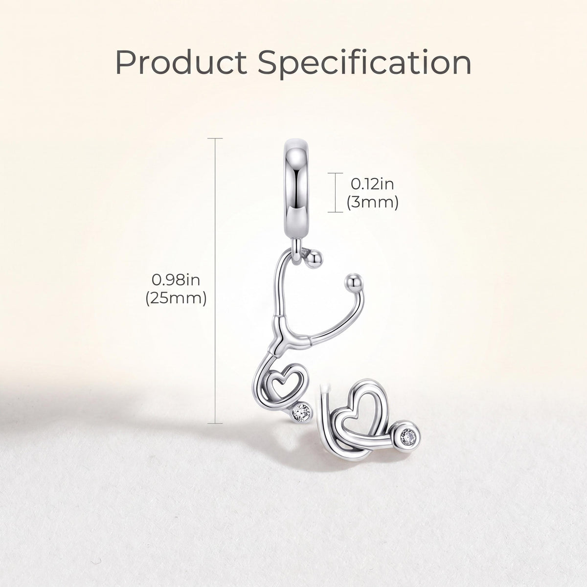 Stethoscope Heart Dangle size and details