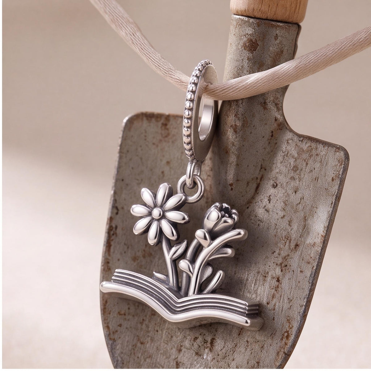 Flower Book Charm styled as a gift