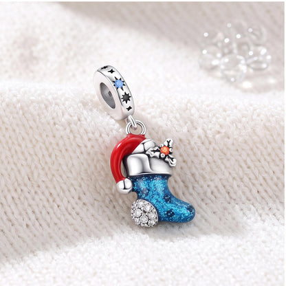 Christmas Stocking Dangle on a silver charm bracelet