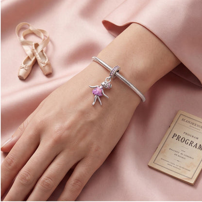 Ballerina Dangle Charm close-up on a bracelet