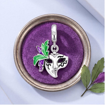 Masquerade Mask Charm, sterling silver dangle charm, photo 9