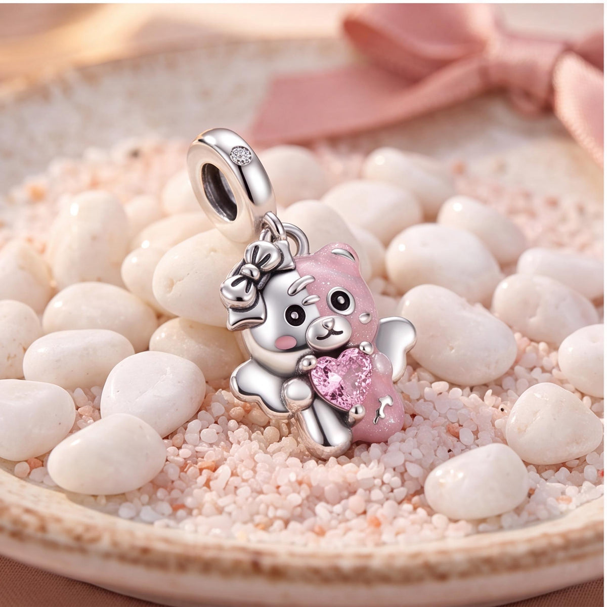 Angel Bear Charm, sterling silver dangle charm, photo 7