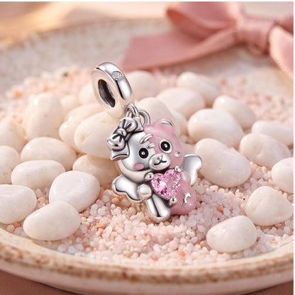 Angel Bear Charm, sterling silver dangle charm, photo 7