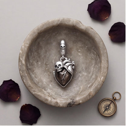 Skull Heart Dangle close-up on a bracelet