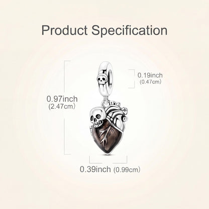 Skull Heart Dangle size and details