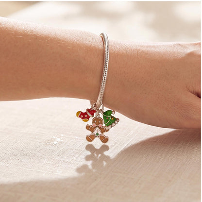 Gingerbread Cluster Charm close-up on a bracelet