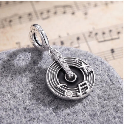 Vinyl Record Dangle on a silver charm bracelet