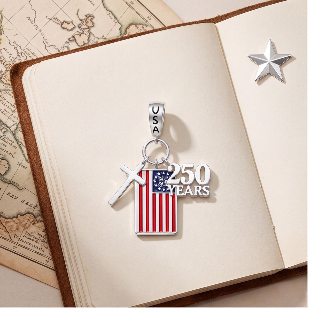 USA Flag Dangle Charm, sterling silver dangle charm, photo 9