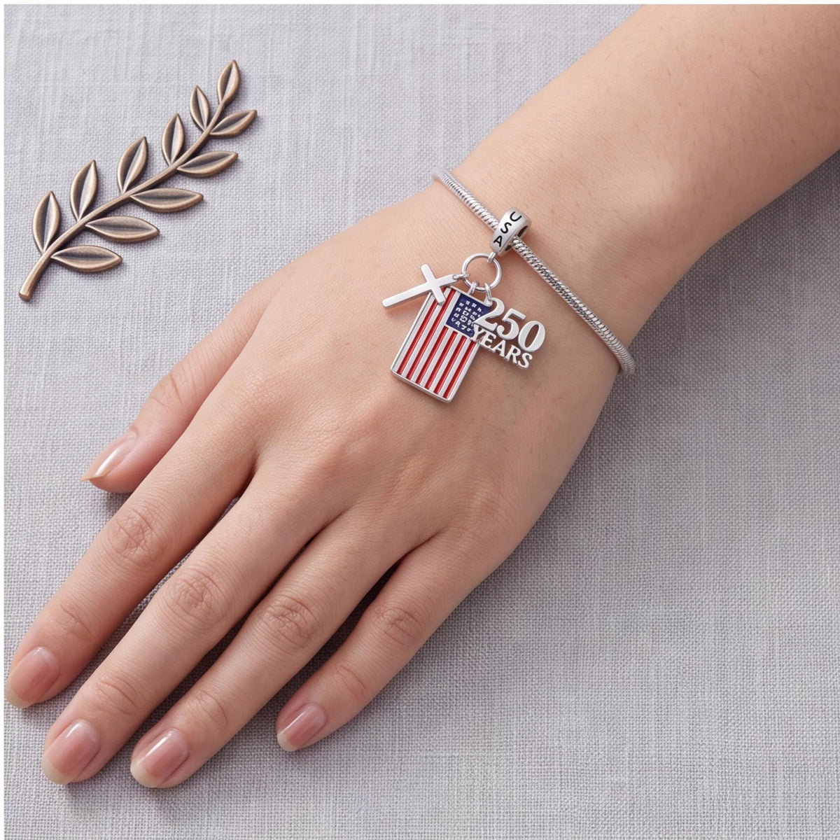 USA Flag Dangle Charm, sterling silver dangle charm, photo 8
