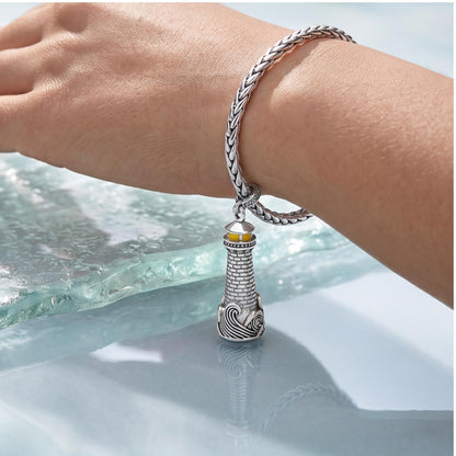 Lighthouse Dangle Charm worn on a charm bracelet