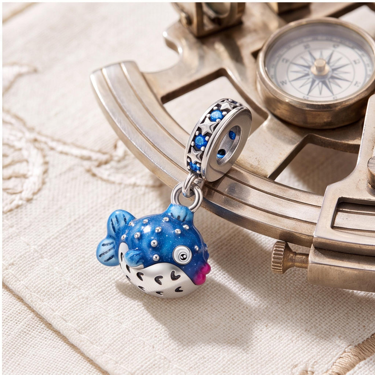 Puffer Fish Dangle Charm styled as a gift