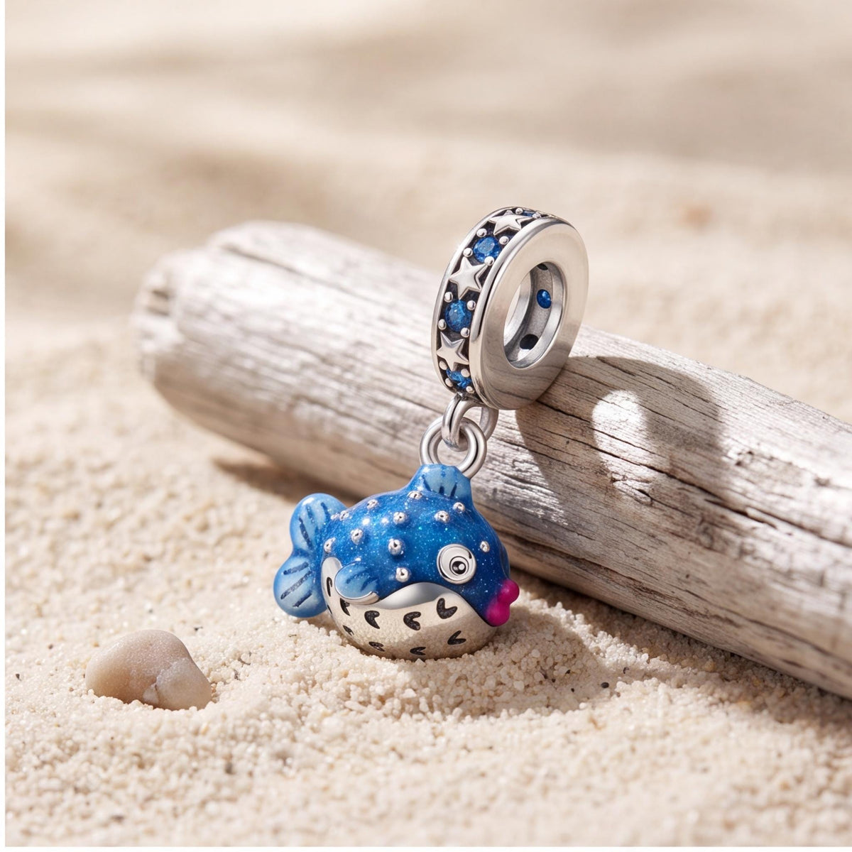 Puffer Fish Dangle Charm, sterling silver dangle charm, photo 9