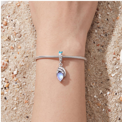 Moonstone Leaf Dangle worn on a charm bracelet