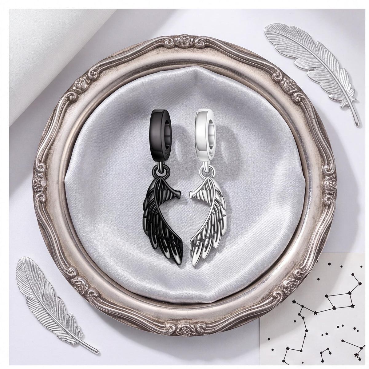 Angel Wing Dangle Charm, sterling silver dangle charm, photo 7
