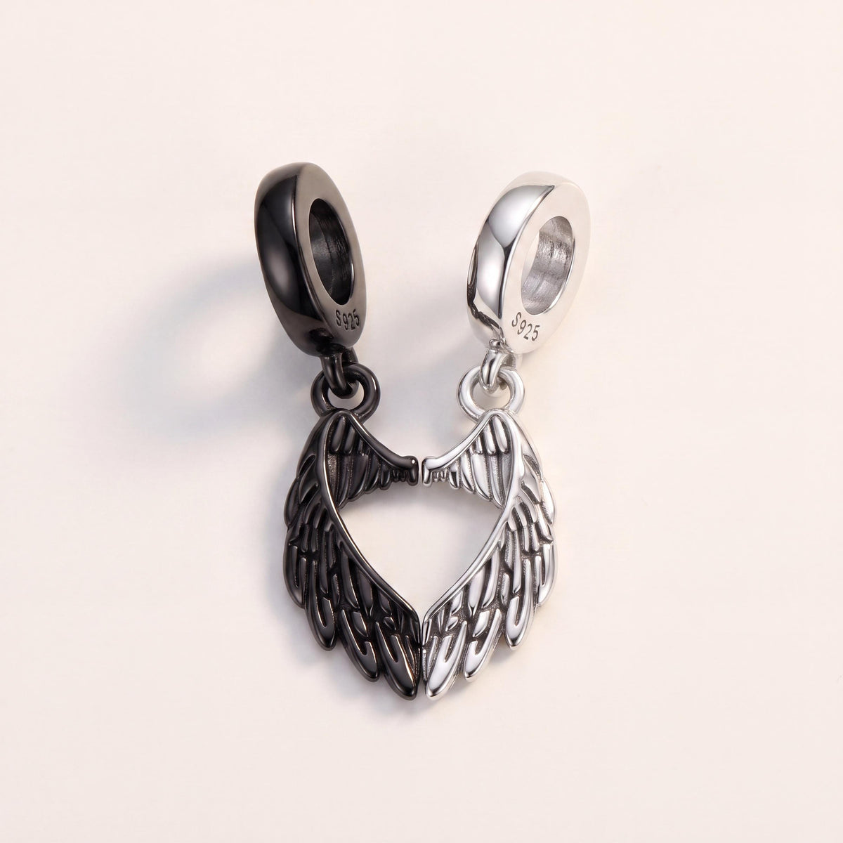 Angel Wing Dangle Charm in 925 sterling silver, fits European-style charm bracelets