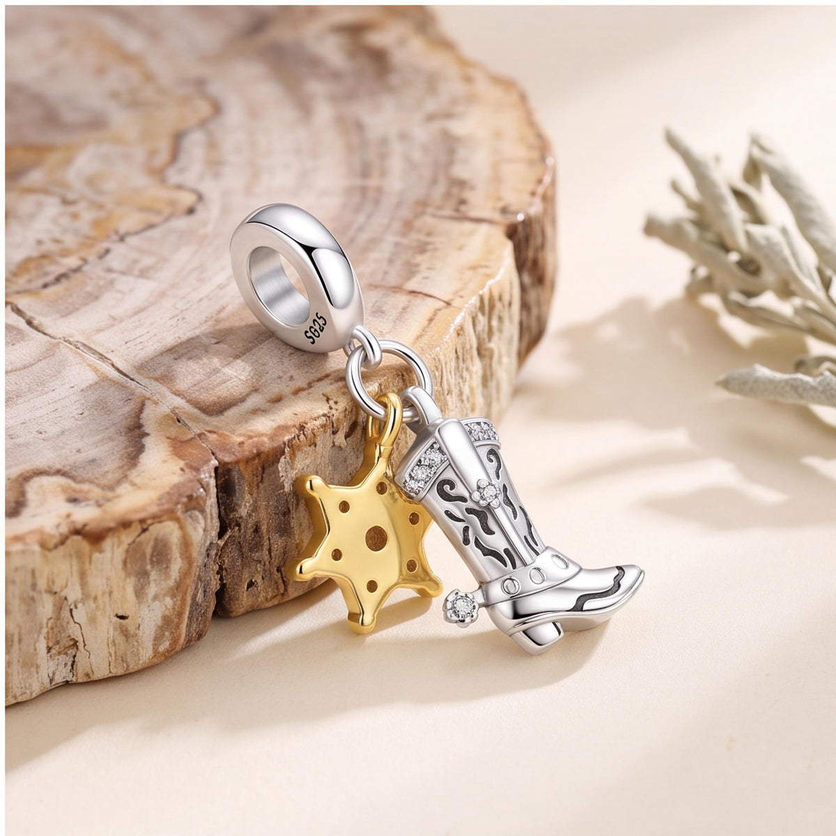 Cowboy Triple Dangle, sterling silver dangle charm, photo 7