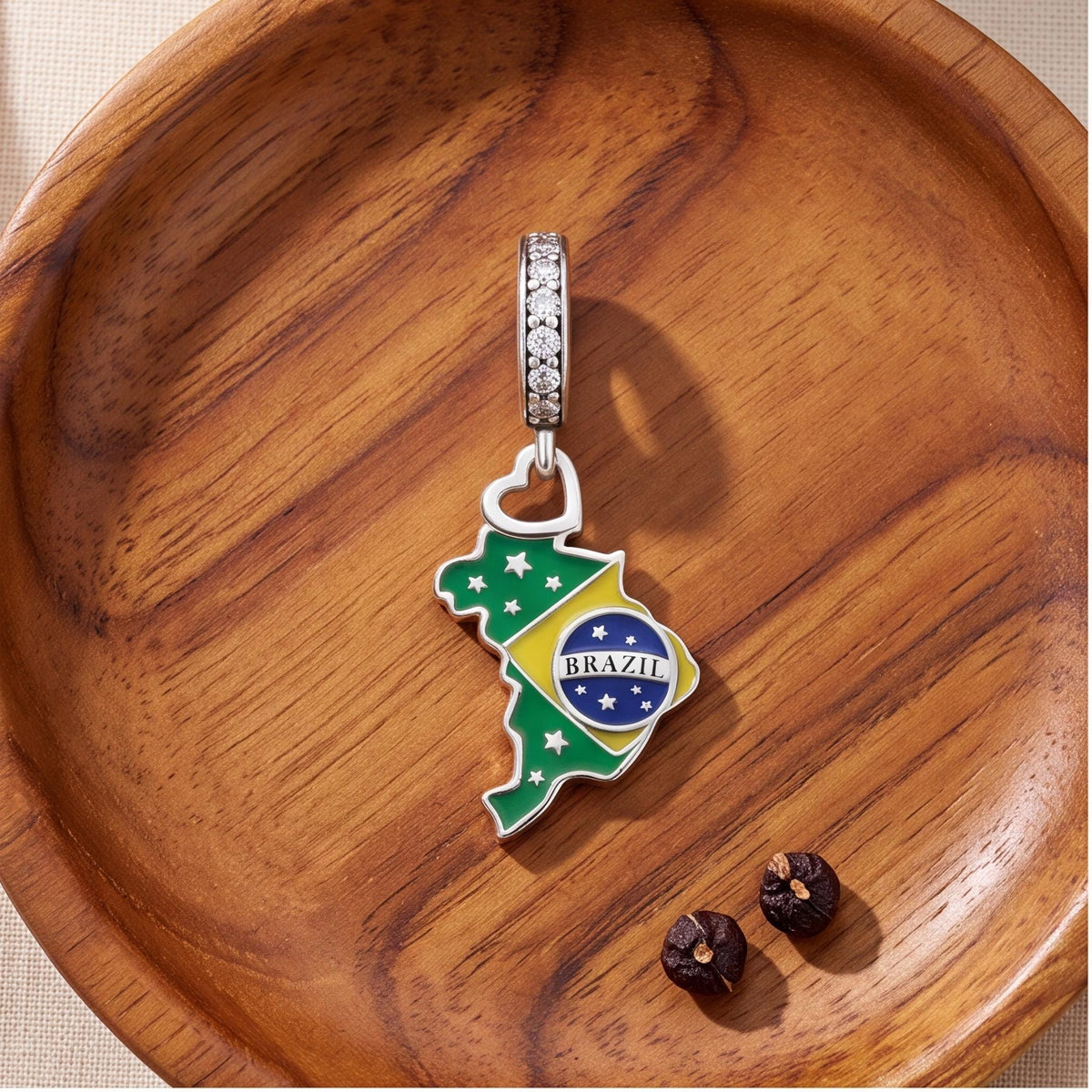 Brazil Map Charm, sterling silver dangle charm, photo 8