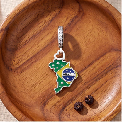 Brazil Map Charm, sterling silver dangle charm, photo 8