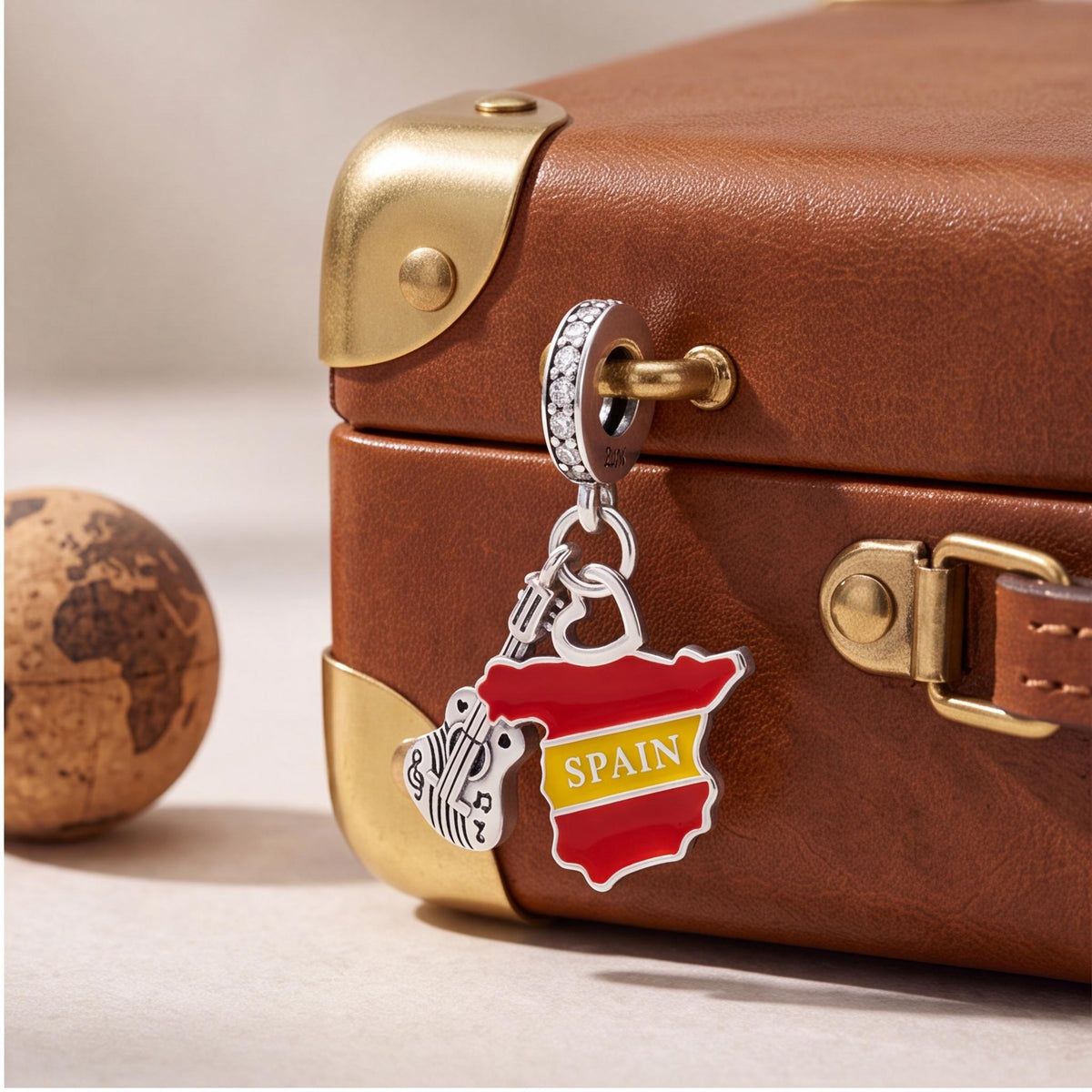Spain Map Guitar Dangle, sterling silver dangle charm, photo 8