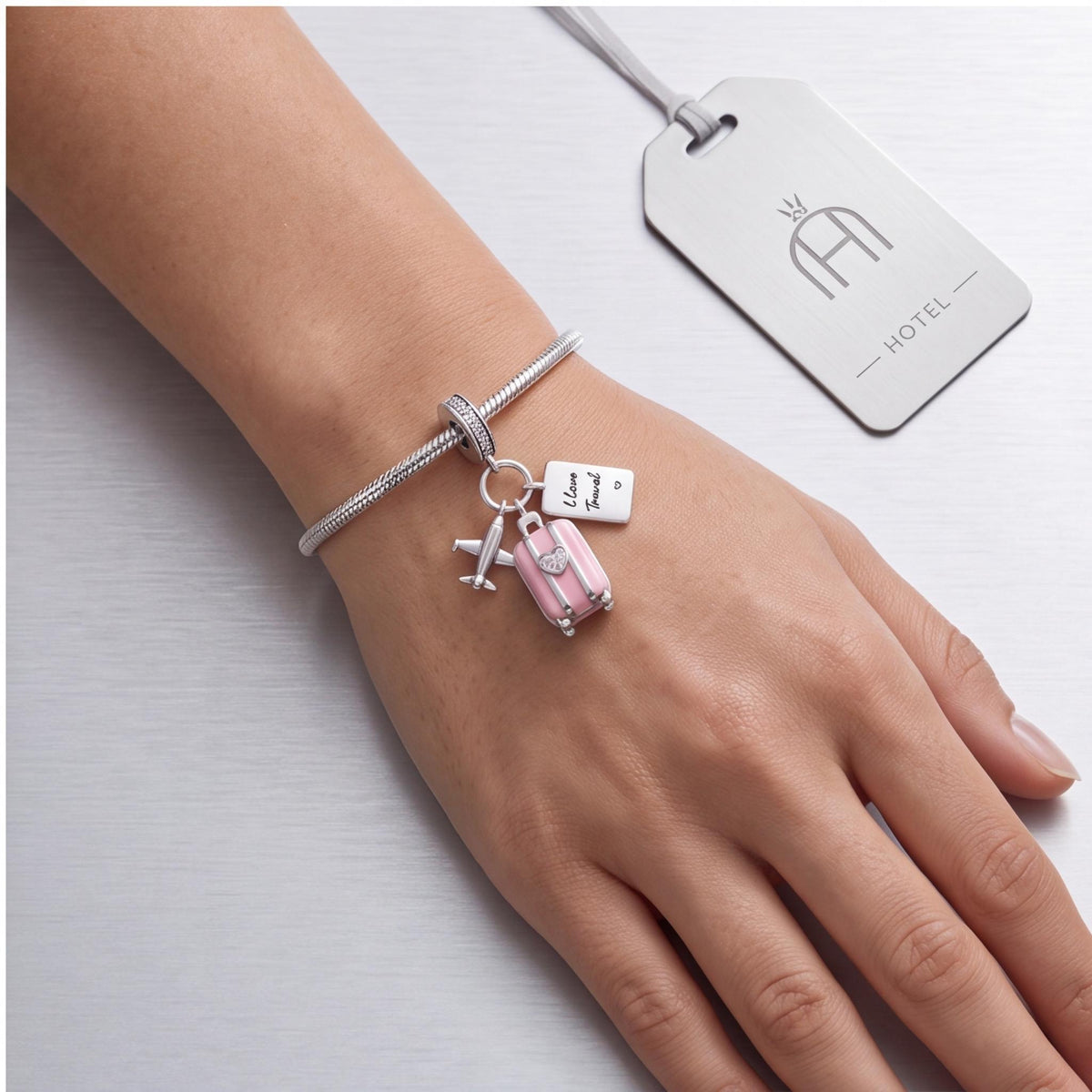 Travel Suitcase Dangle, sterling silver dangle charm, photo 7