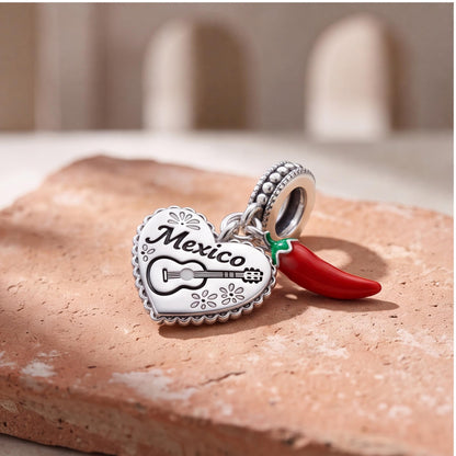Mexico Heart Dangle on a bracelet with other charms