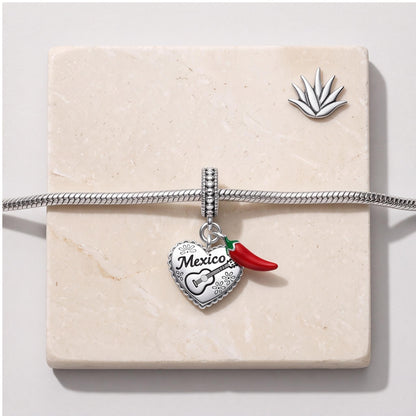 Mexico Heart Dangle, sterling silver dangle charm, photo 9
