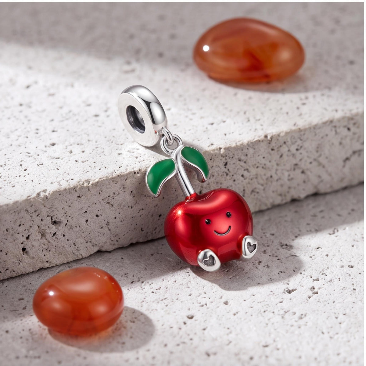 Smiley Apple Dangle Charm styled as a gift