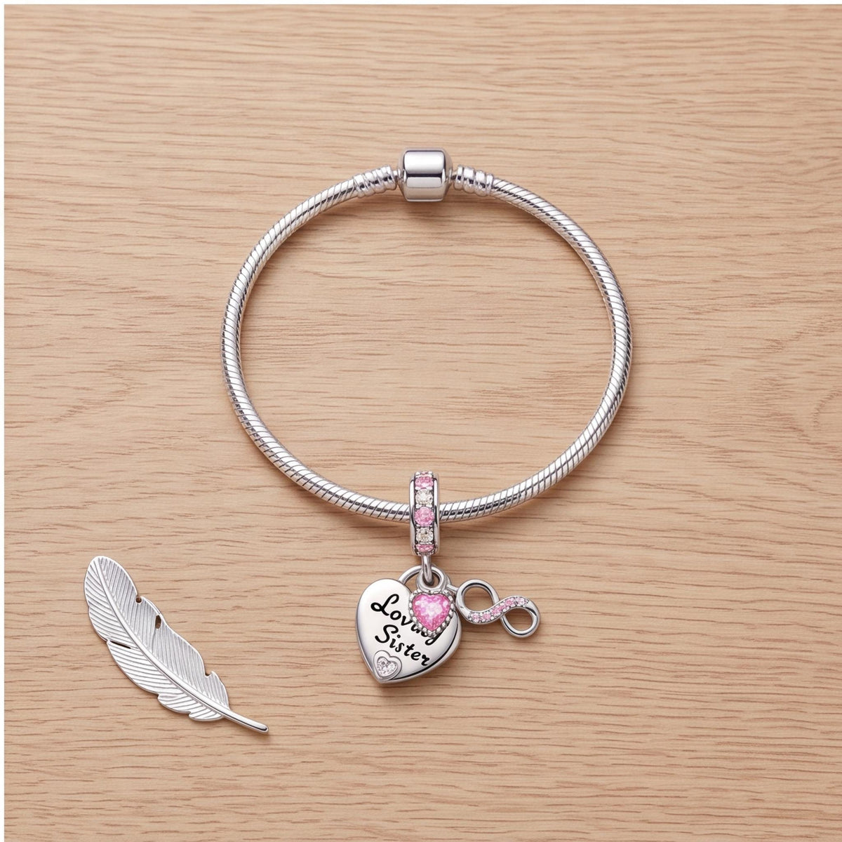 Loving Sister Infinity Dangle styled as a gift