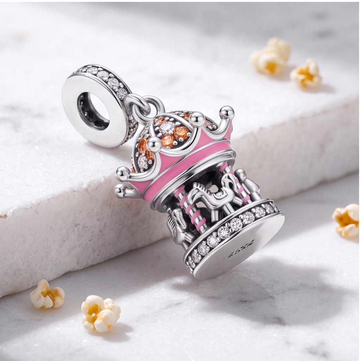 Pink Fairground Carousel Dangle, sterling silver dangle charm, photo 7