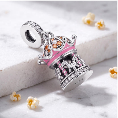 Pink Fairground Carousel Dangle, sterling silver dangle charm, photo 7