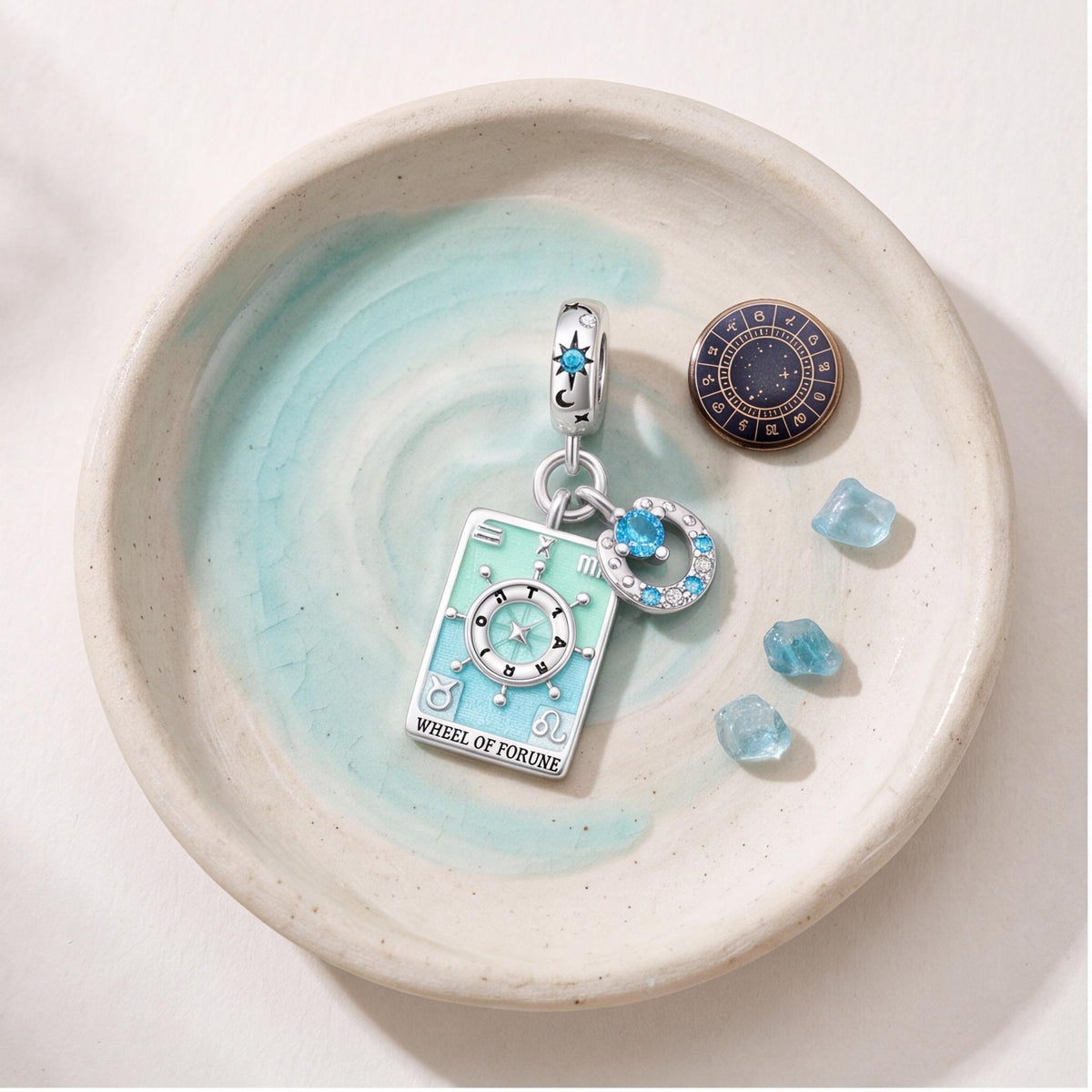 Wheel of Fortune Charm styled as a gift