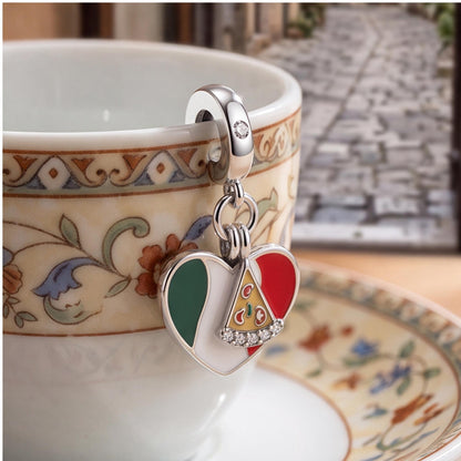 Italy Pizza Heart Charm, sterling silver dangle charm, photo 9