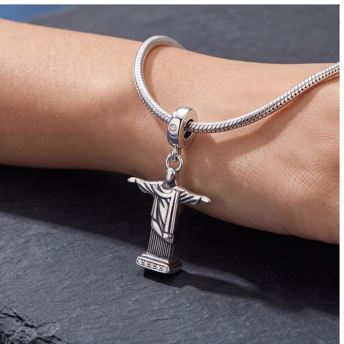 Christ the Redeemer Charm, sterling silver dangle charm, photo 8