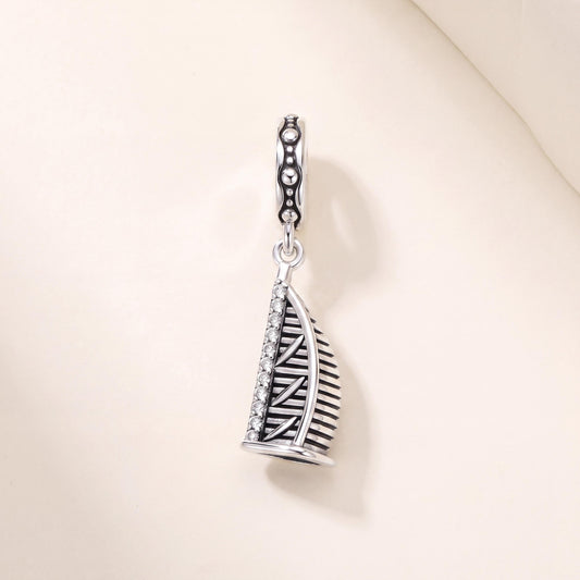 Dubai Burj Arab Charm in 925 sterling silver with sparkling stones, fits European-style charm bracelets