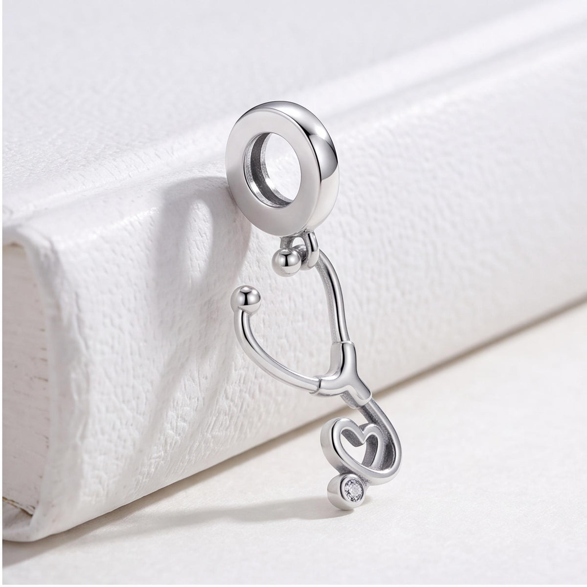 Stethoscope Heart Dangle, sterling silver dangle charm, photo 7