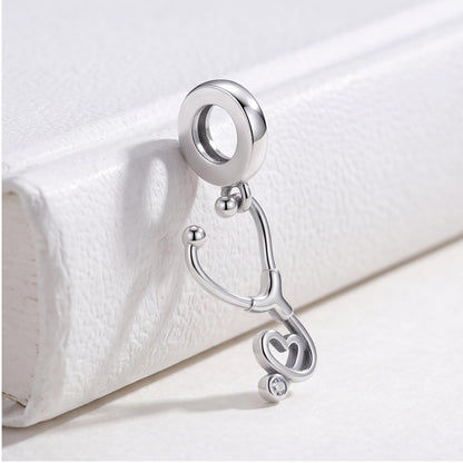 Stethoscope Heart Dangle, sterling silver dangle charm, photo 7
